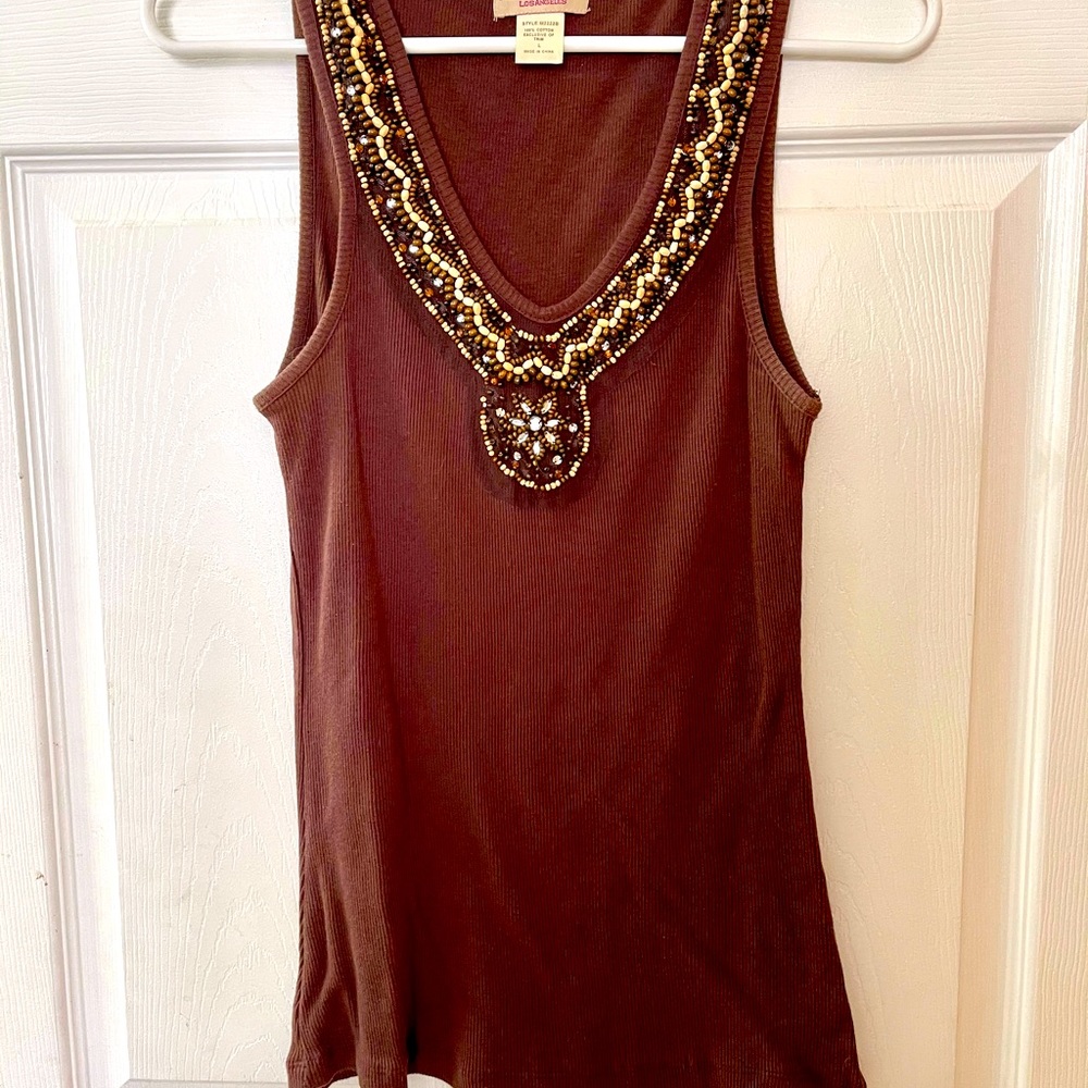 Meghan Nolan’s Brown Beaded Tank Top-L
